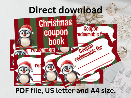 Christmas Blank Kids Coupon Book Baby Penguin Kids Coupons Book Kids Rewards Coupons For Kids DIY Last Minute Gift For Christmas